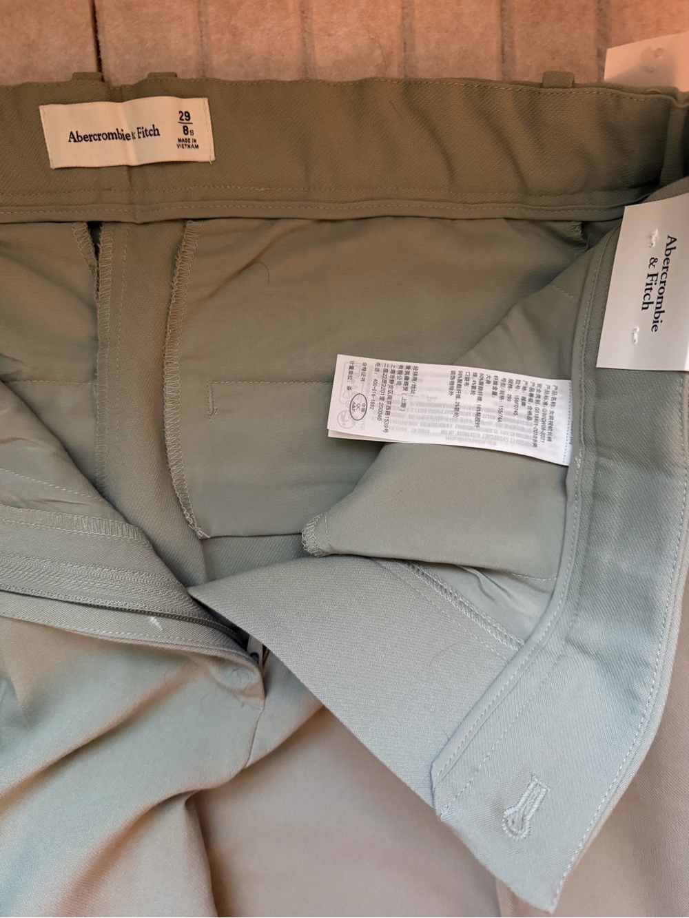 A&F Harper Tailored Ultra Wide Leg Pant in Slate Green High Rise Sz 29 Short NWT - Picture 3 of 7